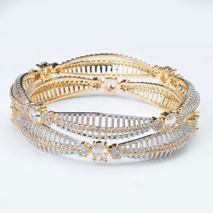 Exquisite Gold Plated Cubic Zirconia Bangles Set