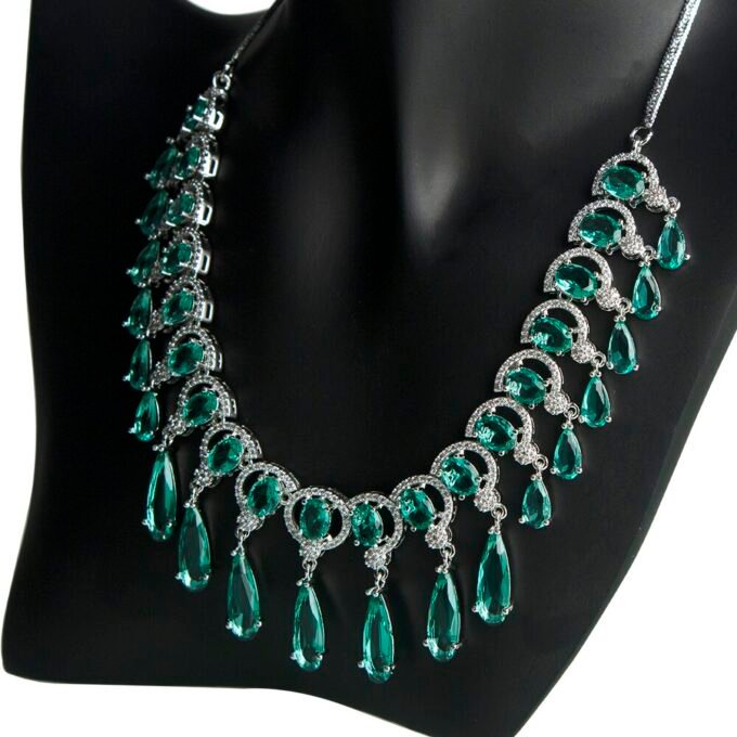 Attractive AD Diamond Rhodium Plated Necklace & Earring Set