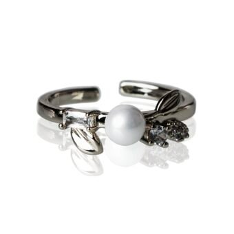 Enhanced Garden Silver Plated Pearl Finger Ring