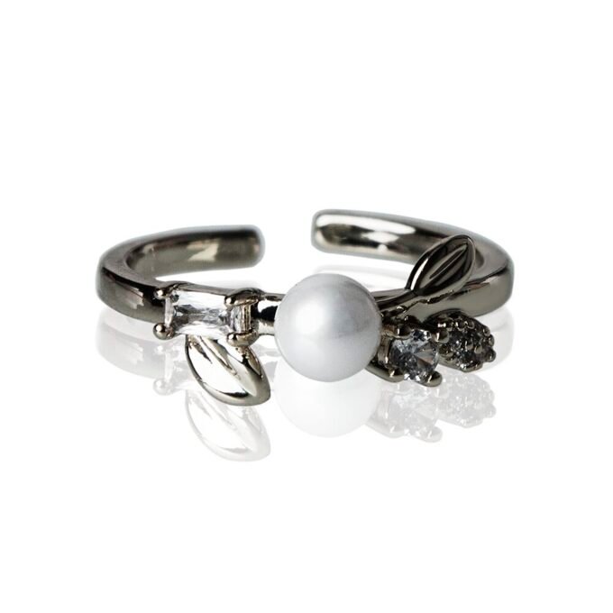Enhanced Garden Silver Plated Pearl Finger Ring