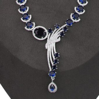 Blue AD Silver CZ Diamond necklace