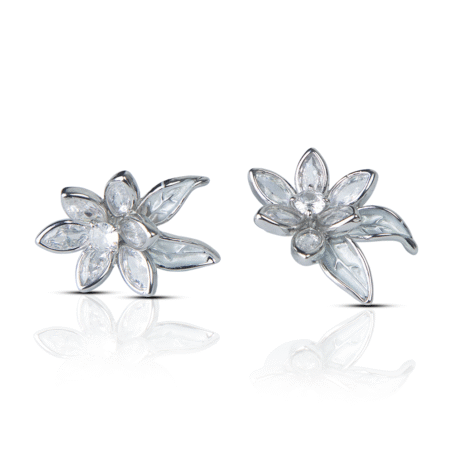 Unique Floral Shape Cubic Zirconia Earrings