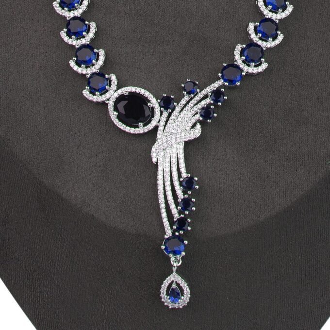 Blue AD Silver CZ Diamond necklace