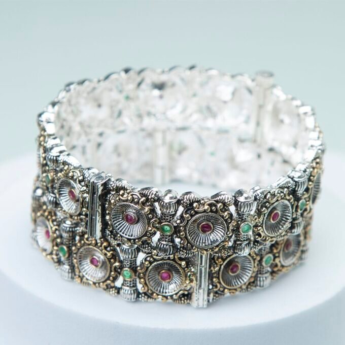 Silver-Plated Stone Studded Bangles