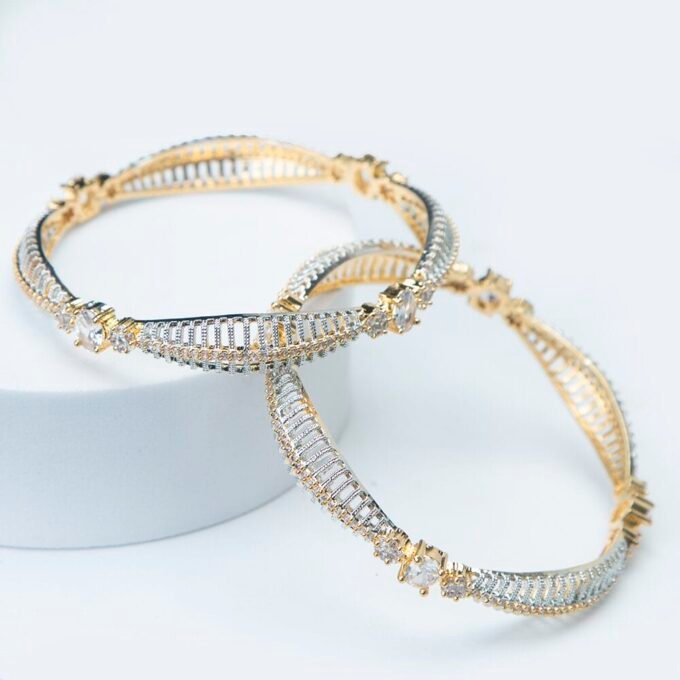 Exquisite Gold Plated Cubic Zirconia Bangles Set