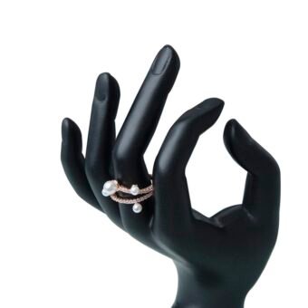 Rose Gold Four Pearl with CZ Stone Accents Ring