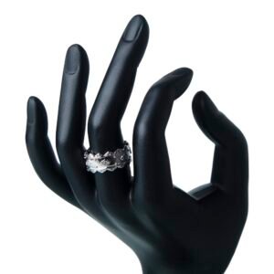 Hollow Nuts Rhodium Plated Finger Ring