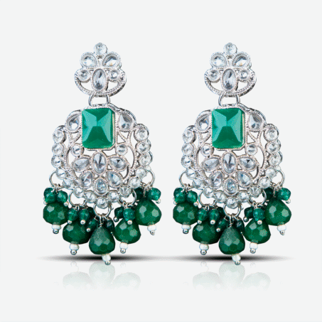 Rhodium plated Contemporary Cubic Zirconia Drop Earrings