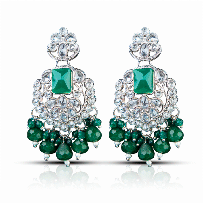 Rhodium plated Contemporary Cubic Zirconia Drop Earrings