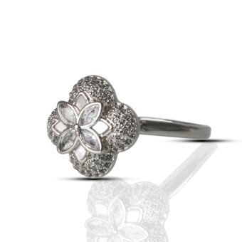 Enhanced Garden Rhodium Plated AD Finger Ring