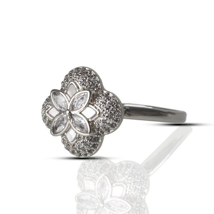 Enhanced Garden Rhodium Plated AD Finger Ring