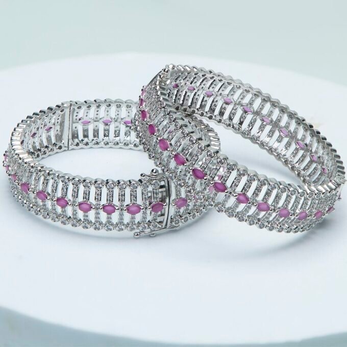 Silver Plated Cubic Zirconia Bangles