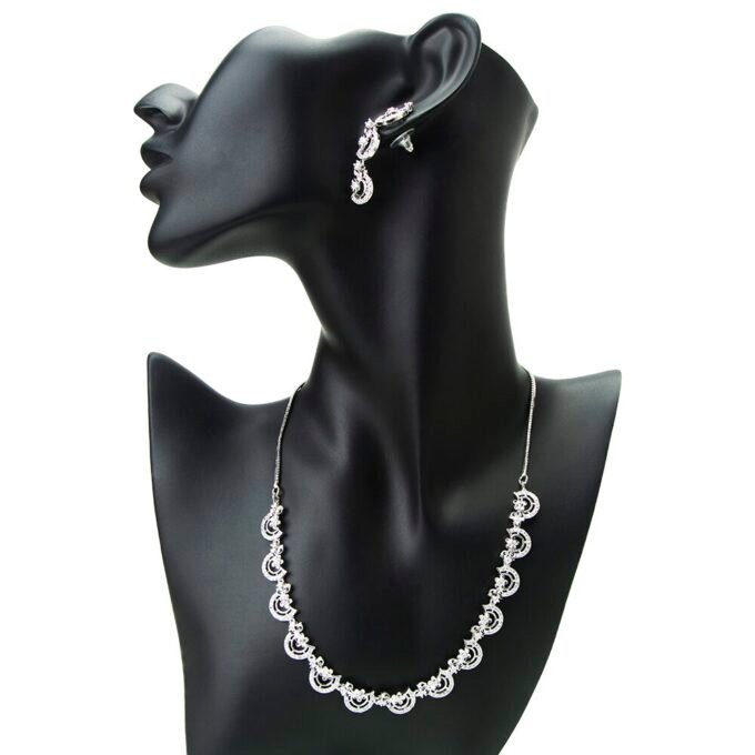 Elegant Blossom American Diamond Earring Necklace Set