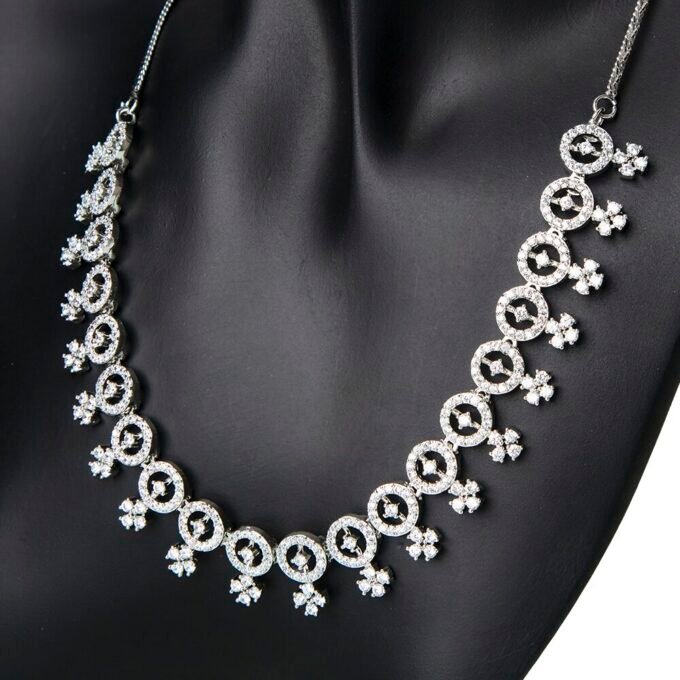 Rhodium Plated Cubic Zirconia Fancy Necklace Set