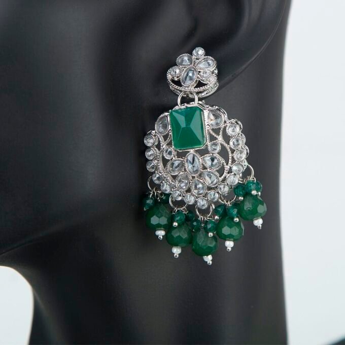 Rhodium plated Contemporary Cubic Zirconia Drop Earrings