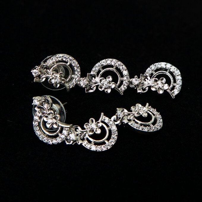 Elegant Blossom American Diamond Earring Necklace Set