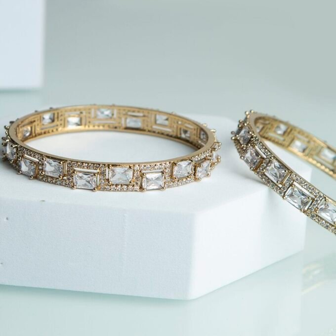 Gold Plated CZ AD Ethnic Design Bangle