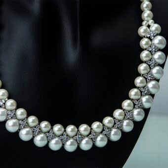 Stylish Two Layer Silver pearl jewelry deals Necklace set