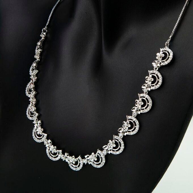 Elegant Blossom American Diamond Earring Necklace Set