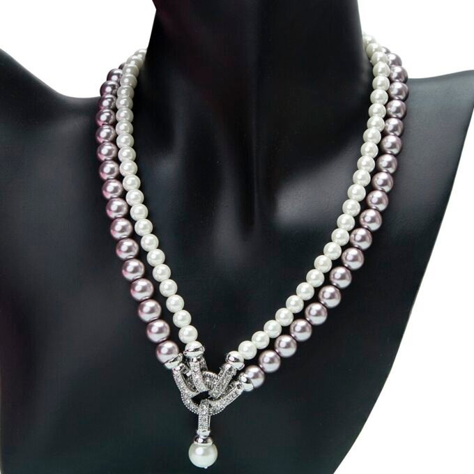 Elegant Brown shining Multi Layer Pearl Earring and Necklace Set