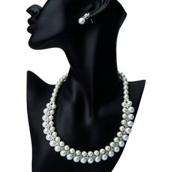 Stylish Two Layer Silver pearl jewelry deals Necklace set - Image 2