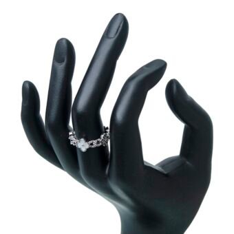 Sterling Silver Plated Floral AD Finger Ring