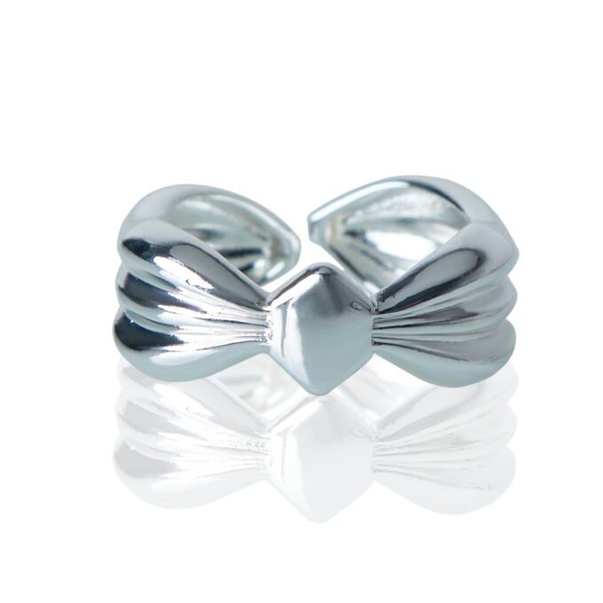 Mega Bow Silver Plated Finger Ring