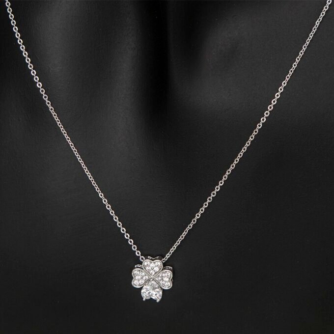 CZ Clover Leaf Pendant Necklace